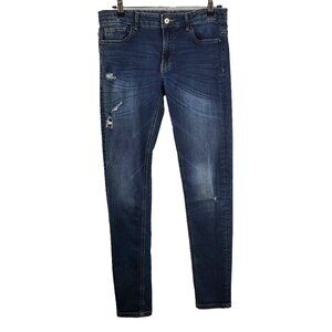 Zara Distressed Skinny Jeans Island Blue 10